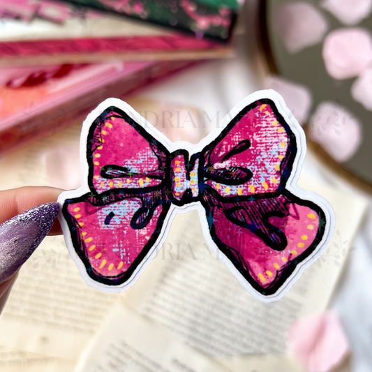 Pink Bow Holographic Diecut Vinyl Sticker