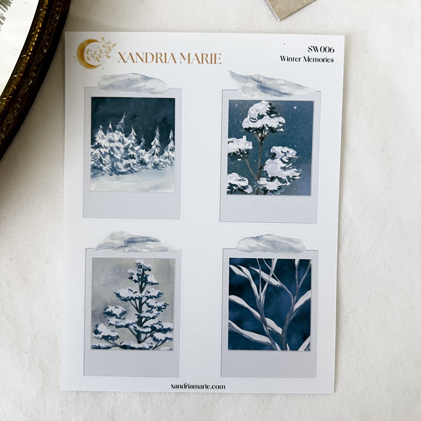 Winter Memories Sticker Sheet, Snowy Polaroid Sticker Sheets