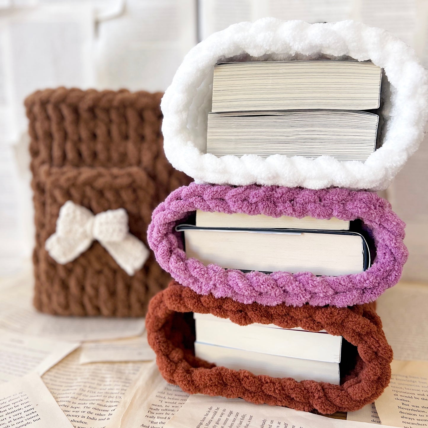 Vertical Chenille Book Sleeve, Planner Pouch