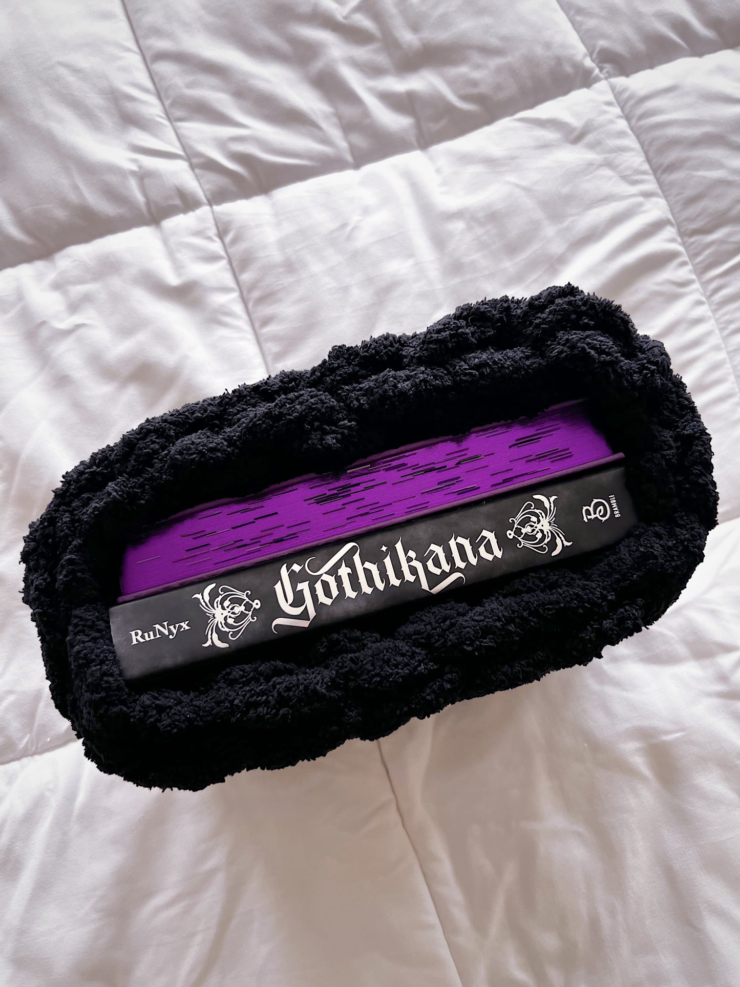 Dark Dreamy Cloud Planner Pouch, Chenille Knit Book Sleeve