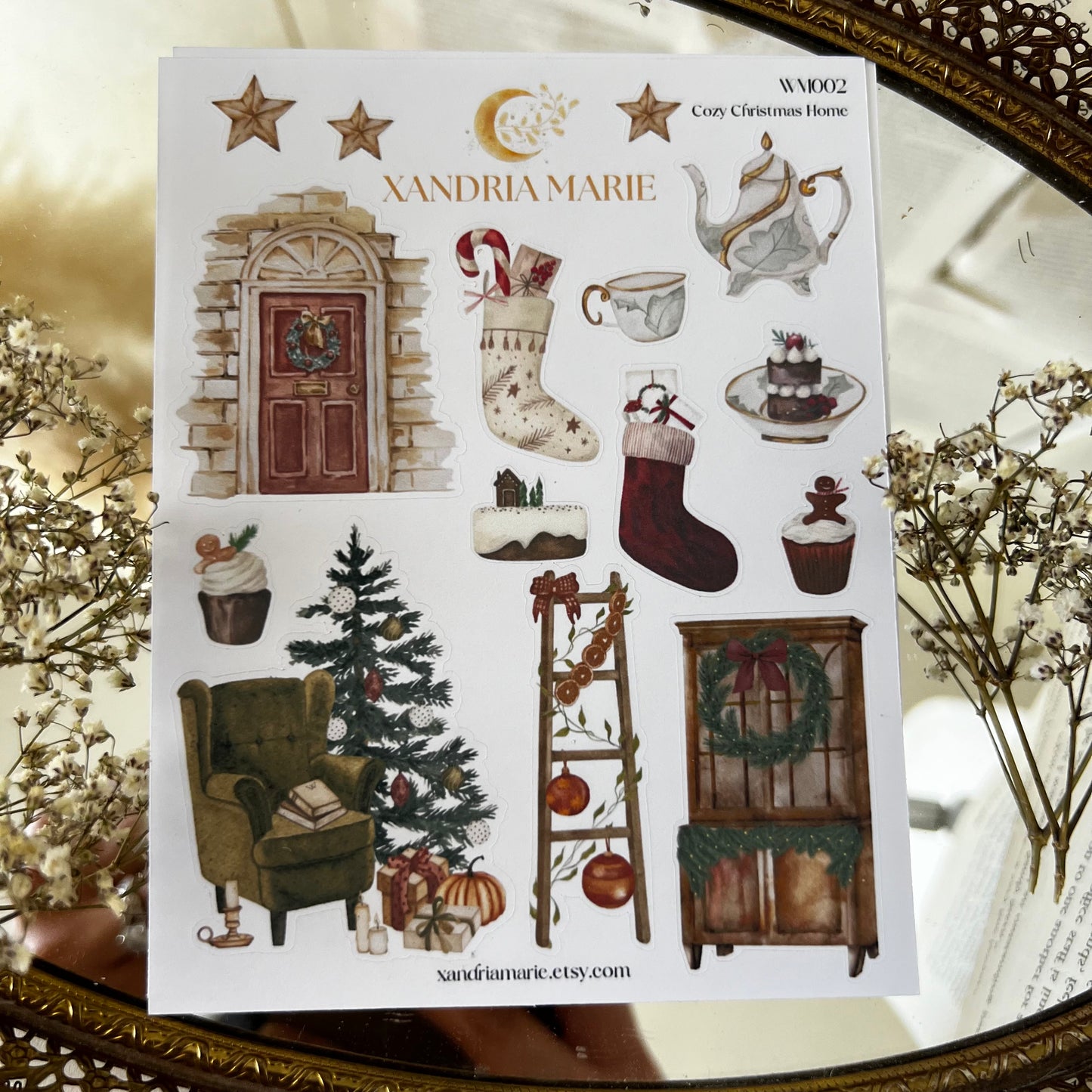 Cozy Christmas Home Stickers, Christmas Stickers, Christmas Sticker Sheet