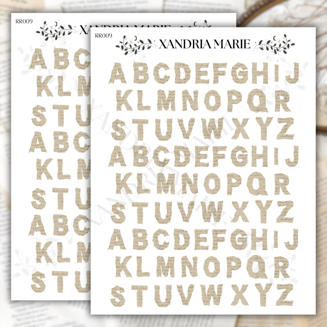 Written Letter A-Z Sticker Sheet