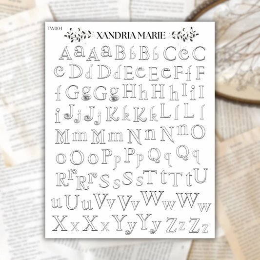 Twilight Alphabet Outlines Sticker Sheet