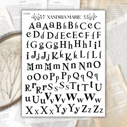 Twilight Alphabet Sticker Sheet