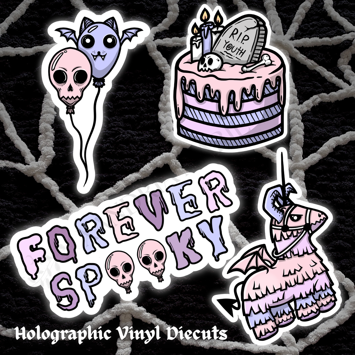 BUNDLE Spooky BDay (4 Sticker Sheets & 4 Holographic Stickers)