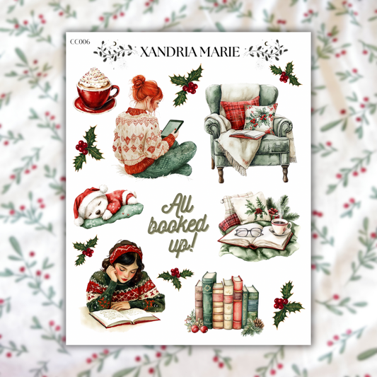 All Booked Up Christmas Sticker Sheet