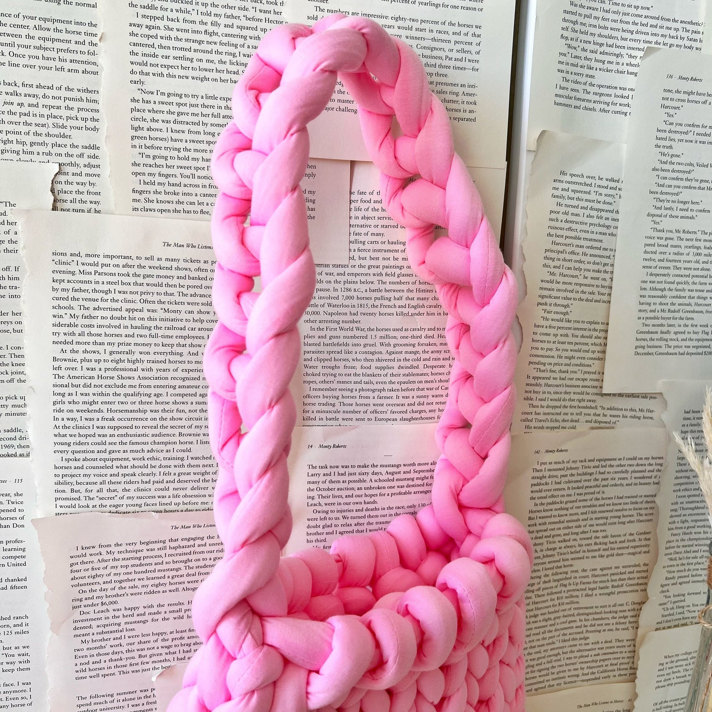 Pink Chunky Knit Handbag