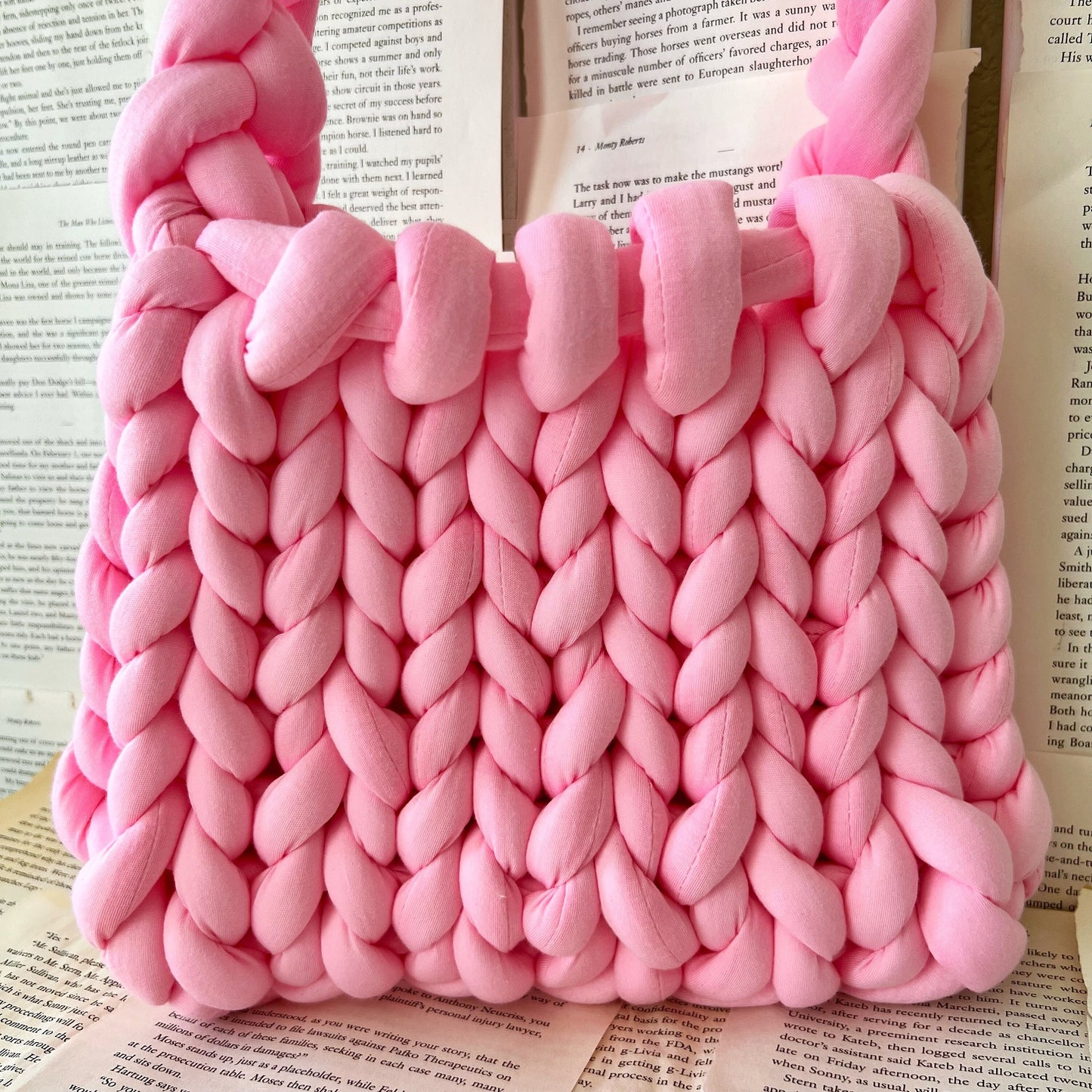 Pink Chunky Knit Handbag