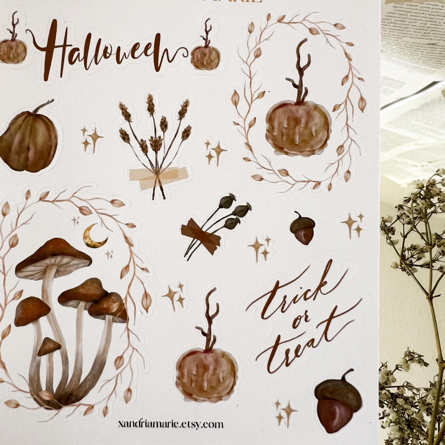 Spooky Fall Stickers, Mushroom Sticker Sheet, Halloween Stickers