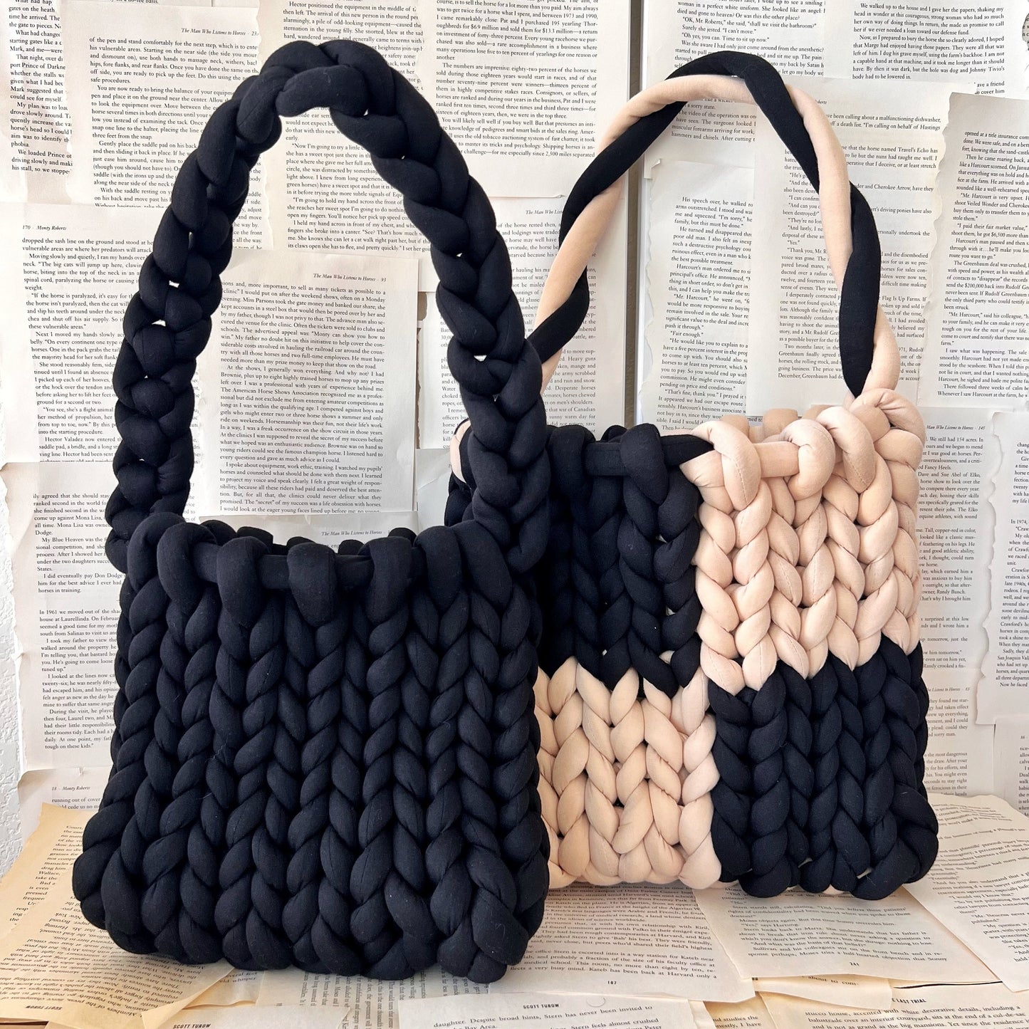 Black Chunky Knit Shoulder Bag