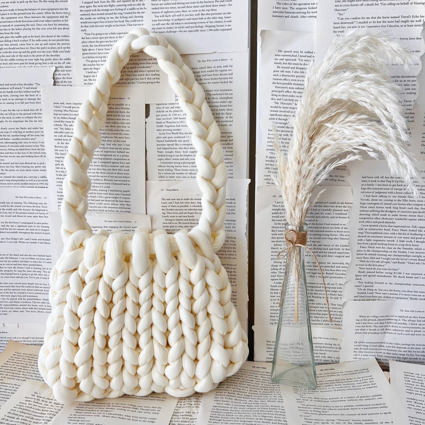 Milky White Chunky Knit Bag