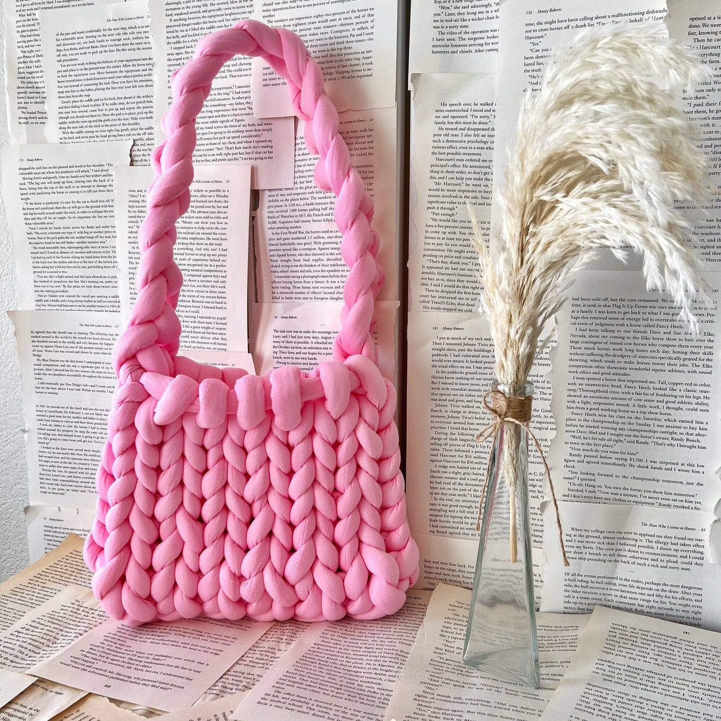 Pink Chunky Knit Handbag