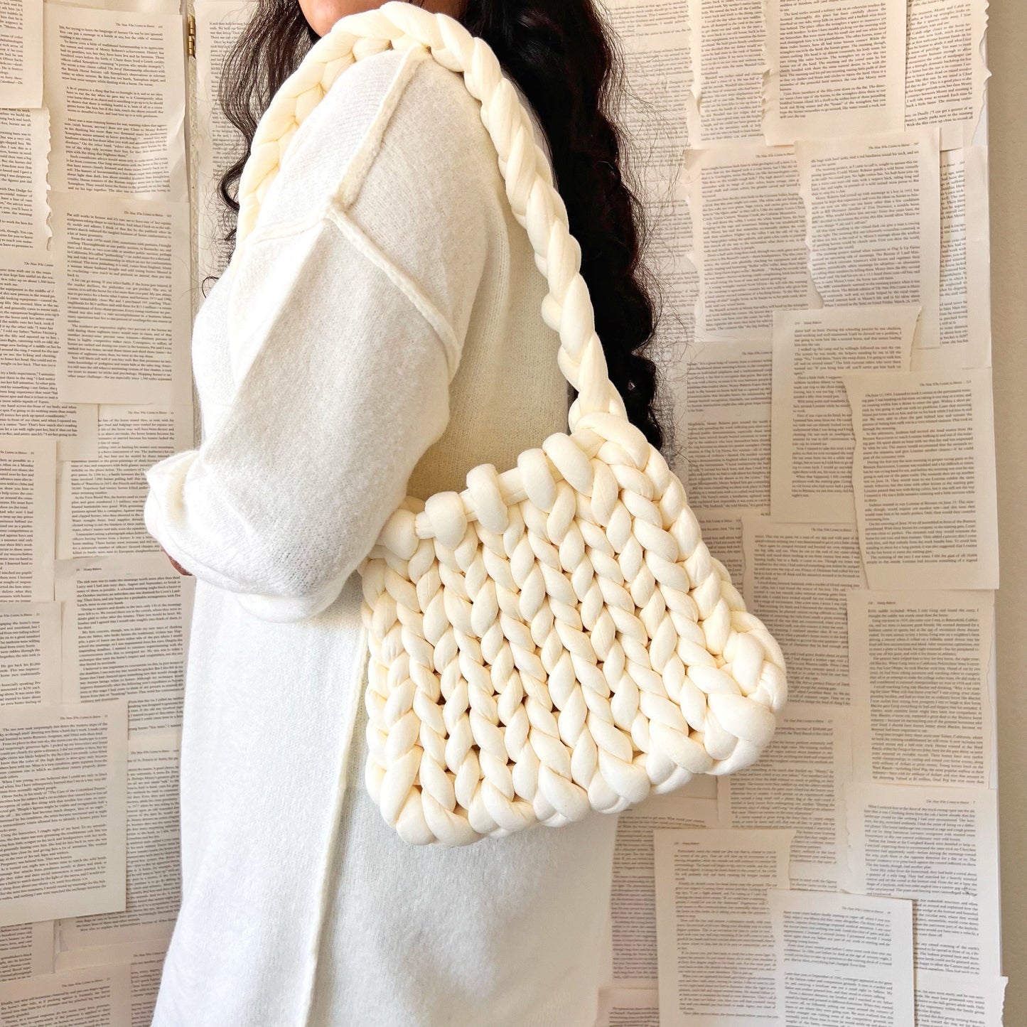 Milky White Chunky Knit Bag