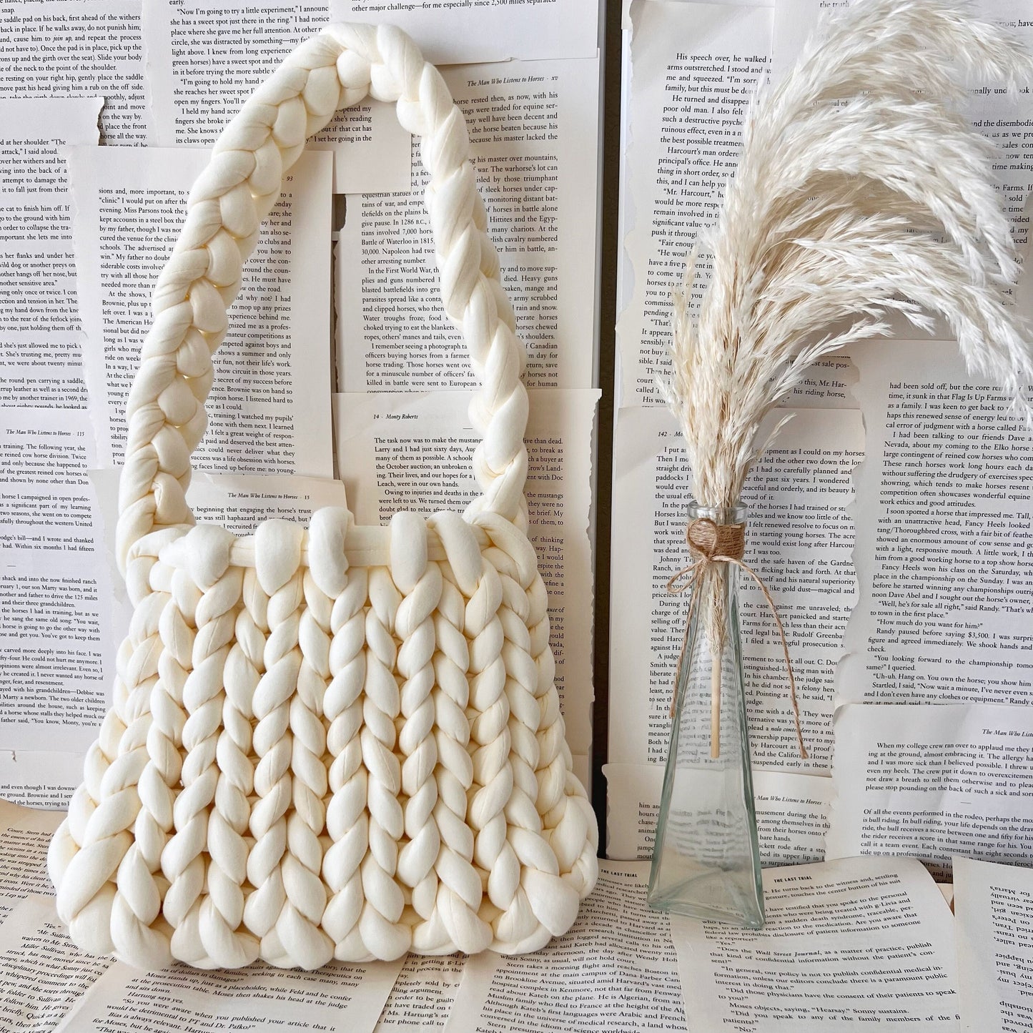 Milky White Chunky Knit Bag